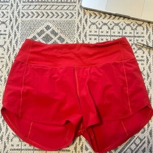 Lululemon speed up red short size 6, 4 inch